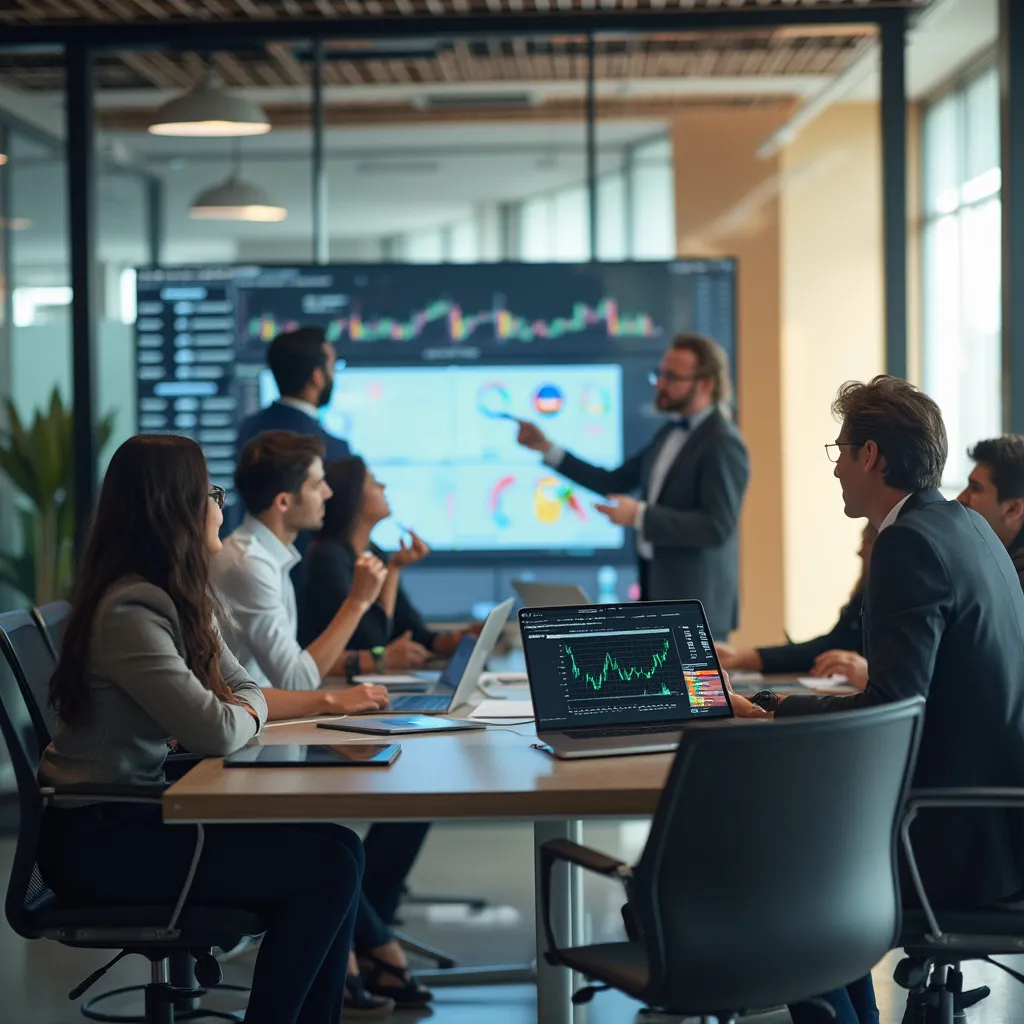 Equipo de FinArg Consultores discutiendo estrategias financieras en una oficina moderna.